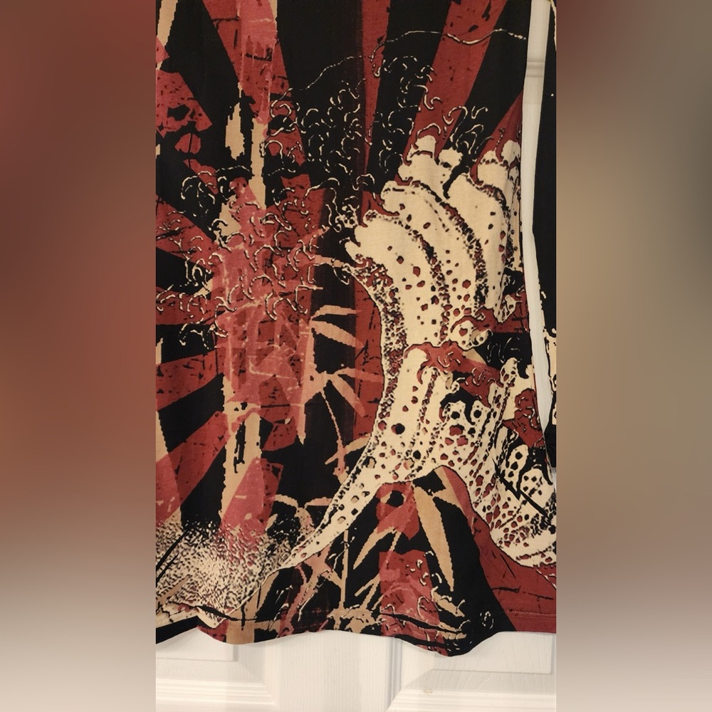 Christian Audigier Crystal Rock Tuni Tsunami Women Black Graphic Top Size Medium - Picture 10 of 12
